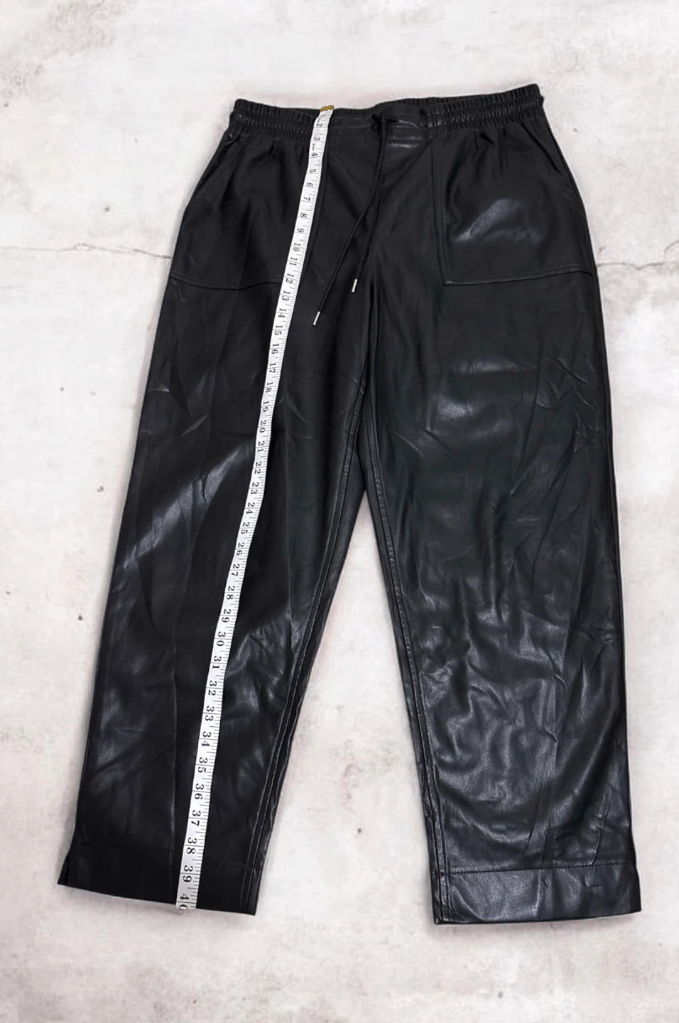 Black Faux Leather Jogger Pants - photo 3