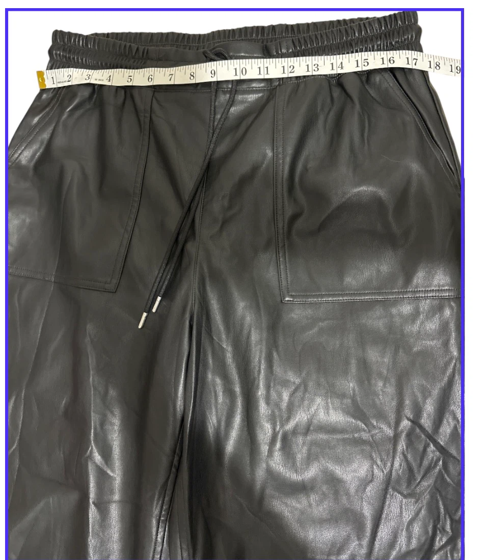 Black Faux Leather Jogger Pants - photo 4