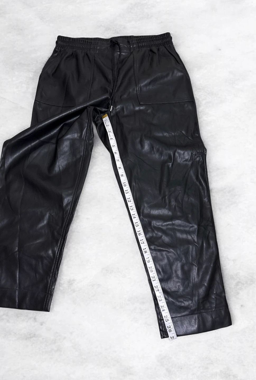 Black Faux Leather Jogger Pants - photo 5