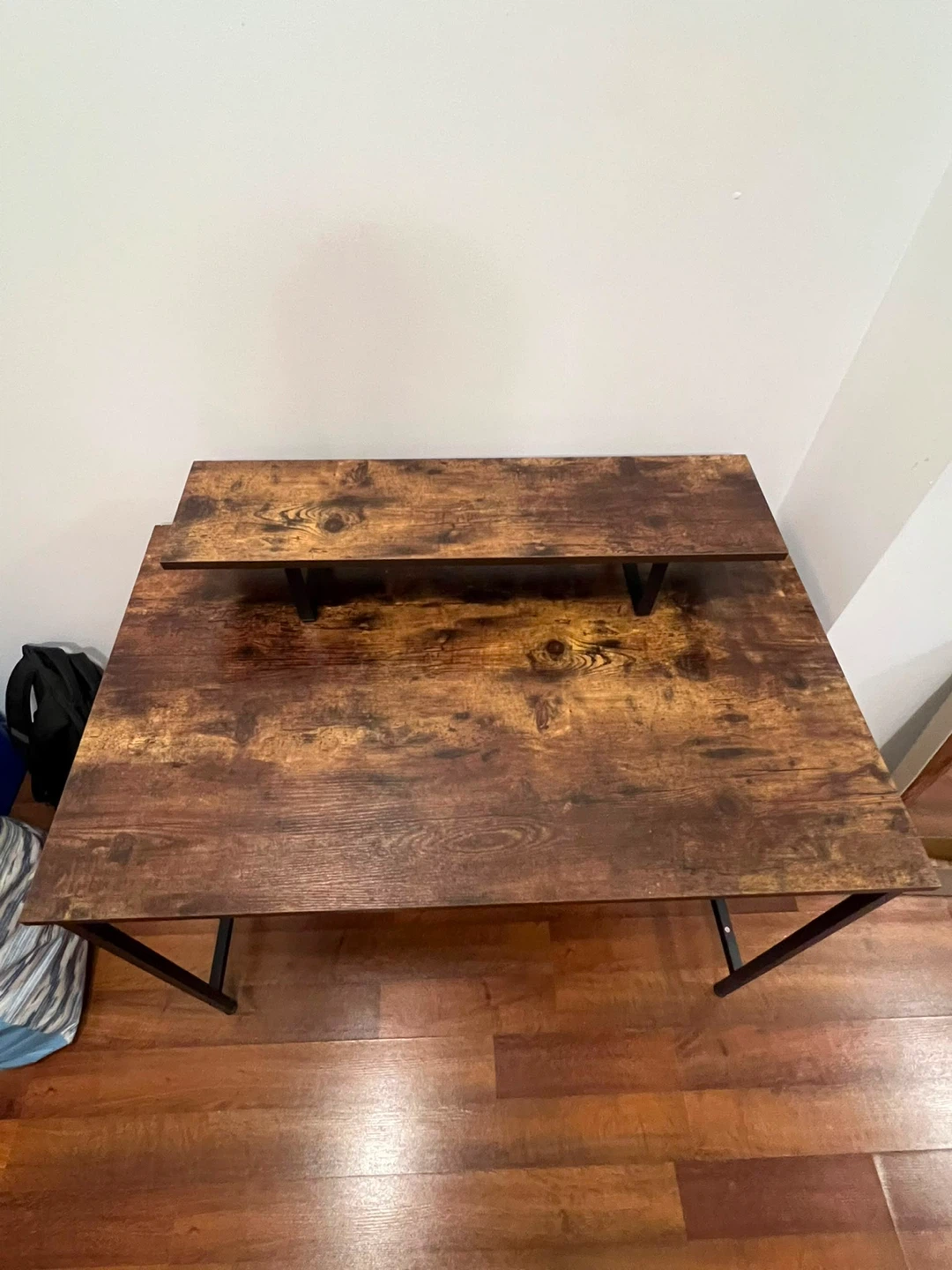 Rustic Wood Desk with Monitor Stand - photo 2