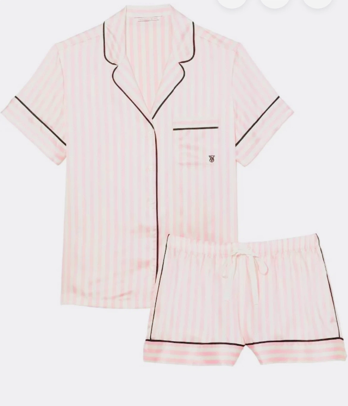 Victoria's Secret Satin Pajama Set - Pink Stripe - Medium - photo 3