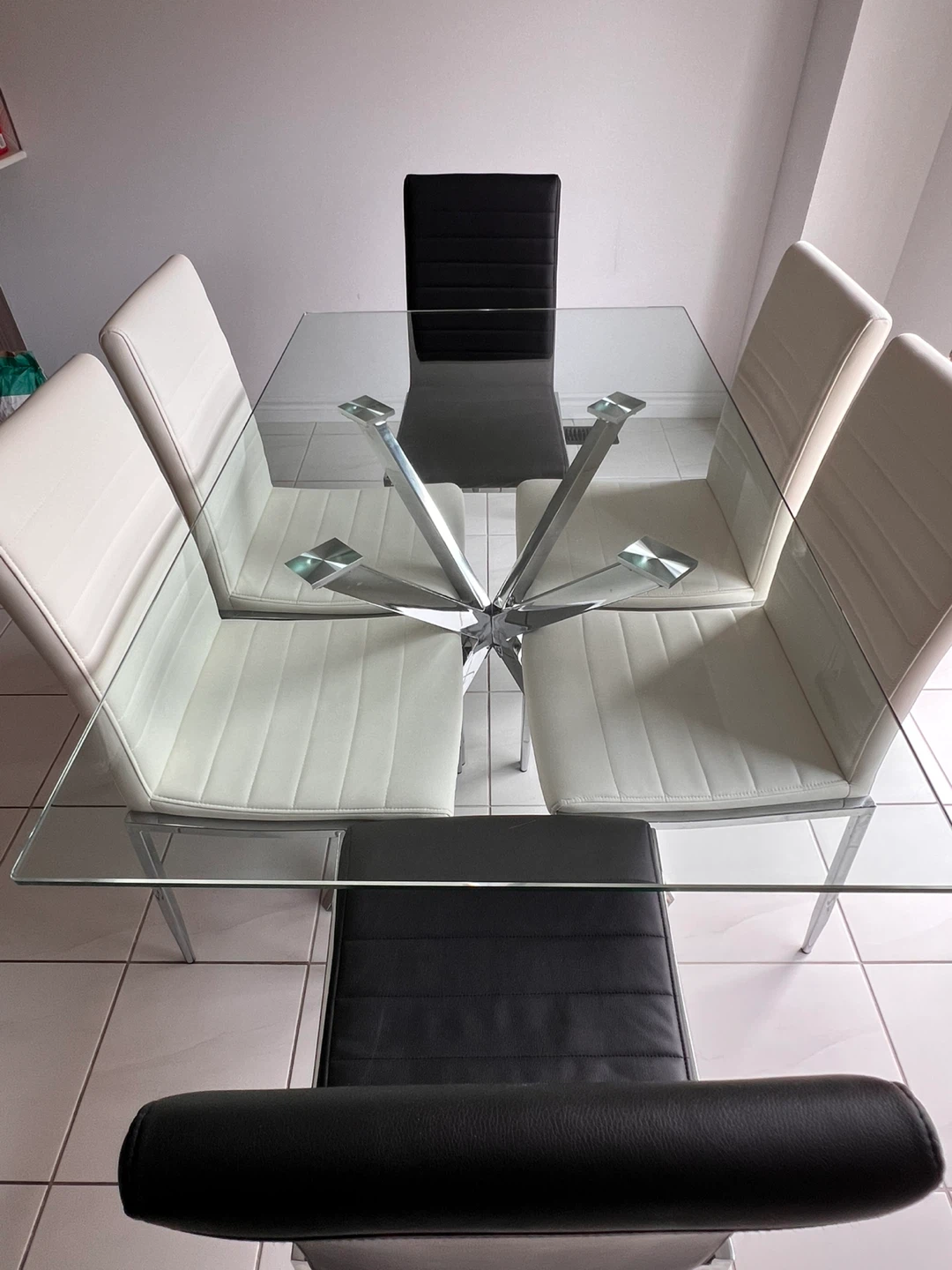 Glass Top Dining Table with 4 Chairs