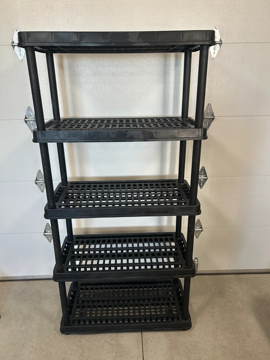 5-Tier Black Plastic Utility Shelving Unit