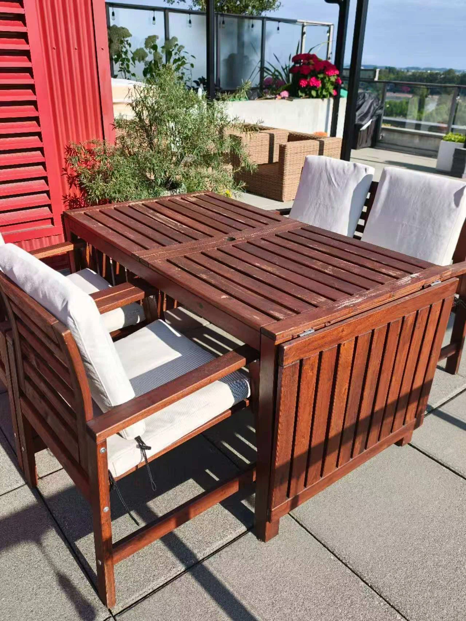 IKEA Wooden Patio Dining Set With Cushions - photo 2