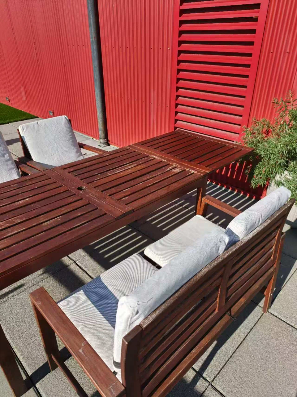 IKEA Wooden Patio Dining Set With Cushions - photo 3