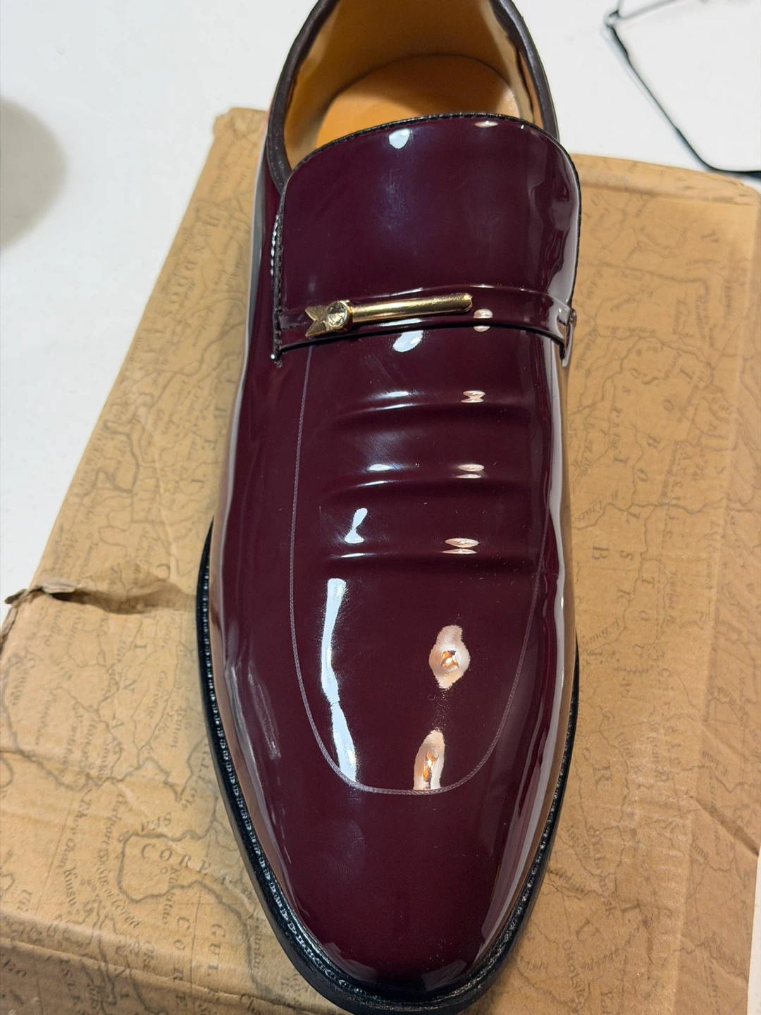 Men's Burgundy Patent Leather Loafers