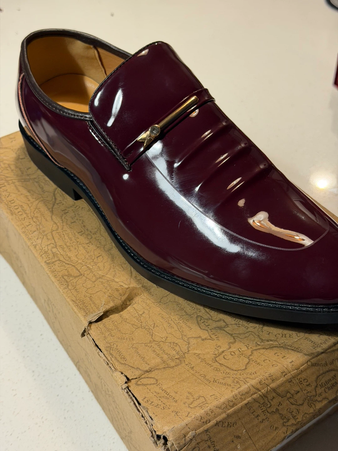 Men's Burgundy Patent Leather Loafers - photo 2