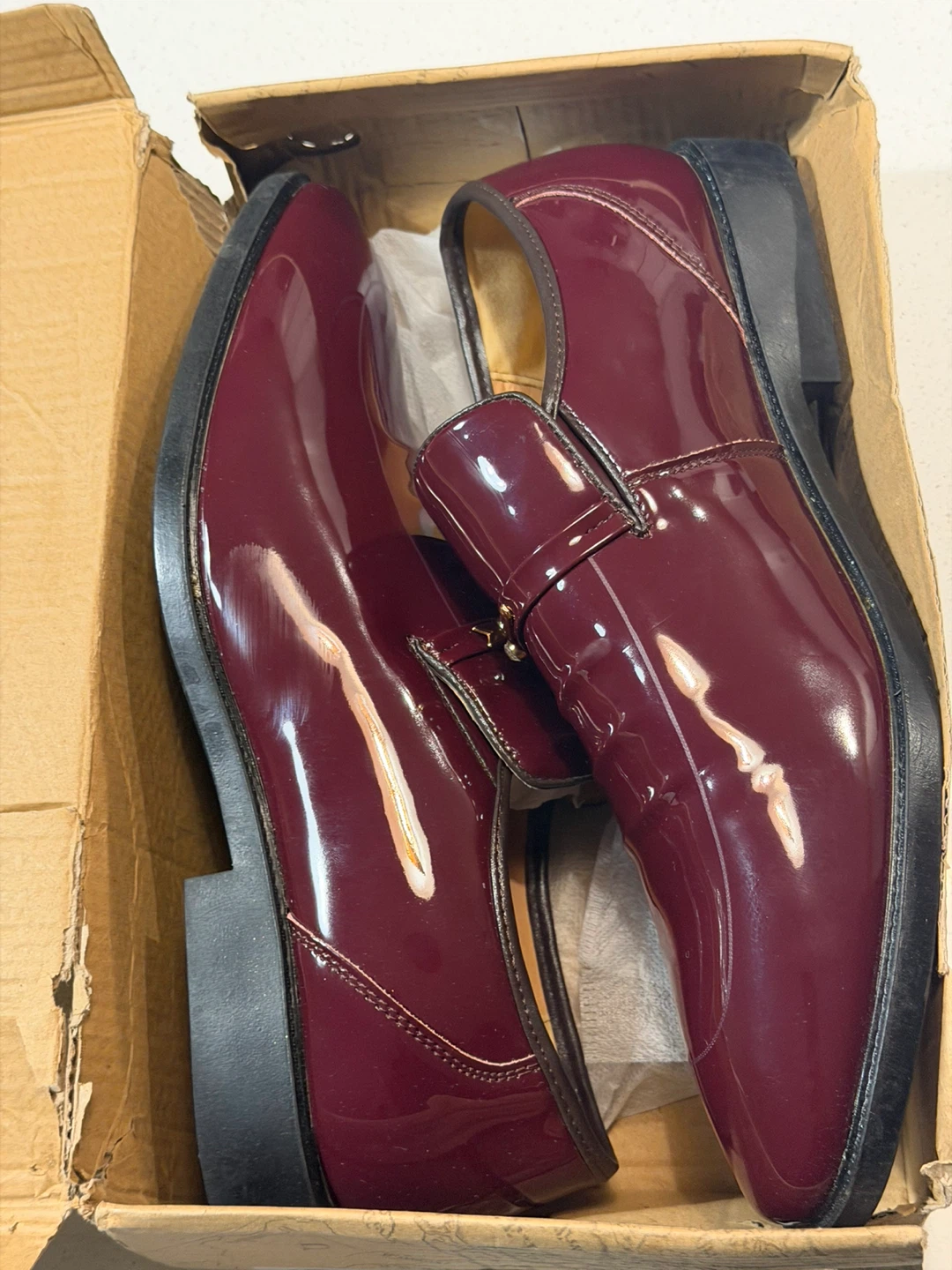 Men's Burgundy Patent Leather Loafers - photo 4