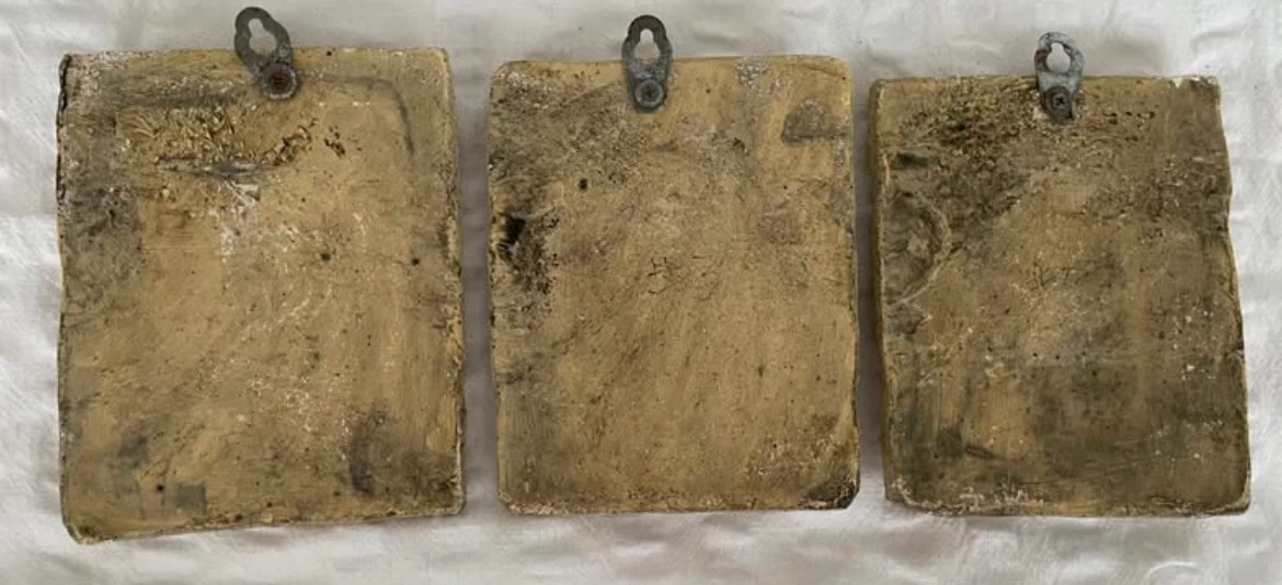 Set Of 3 Antique English Ceramic Home / Garden Hanging Tiles - photo 5