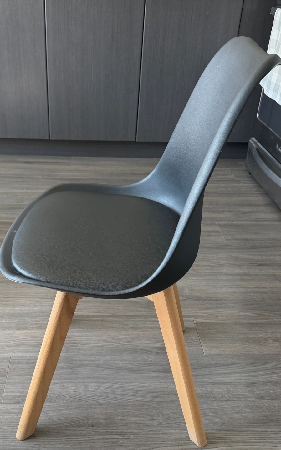 Black Dining Chair with Wood Legs