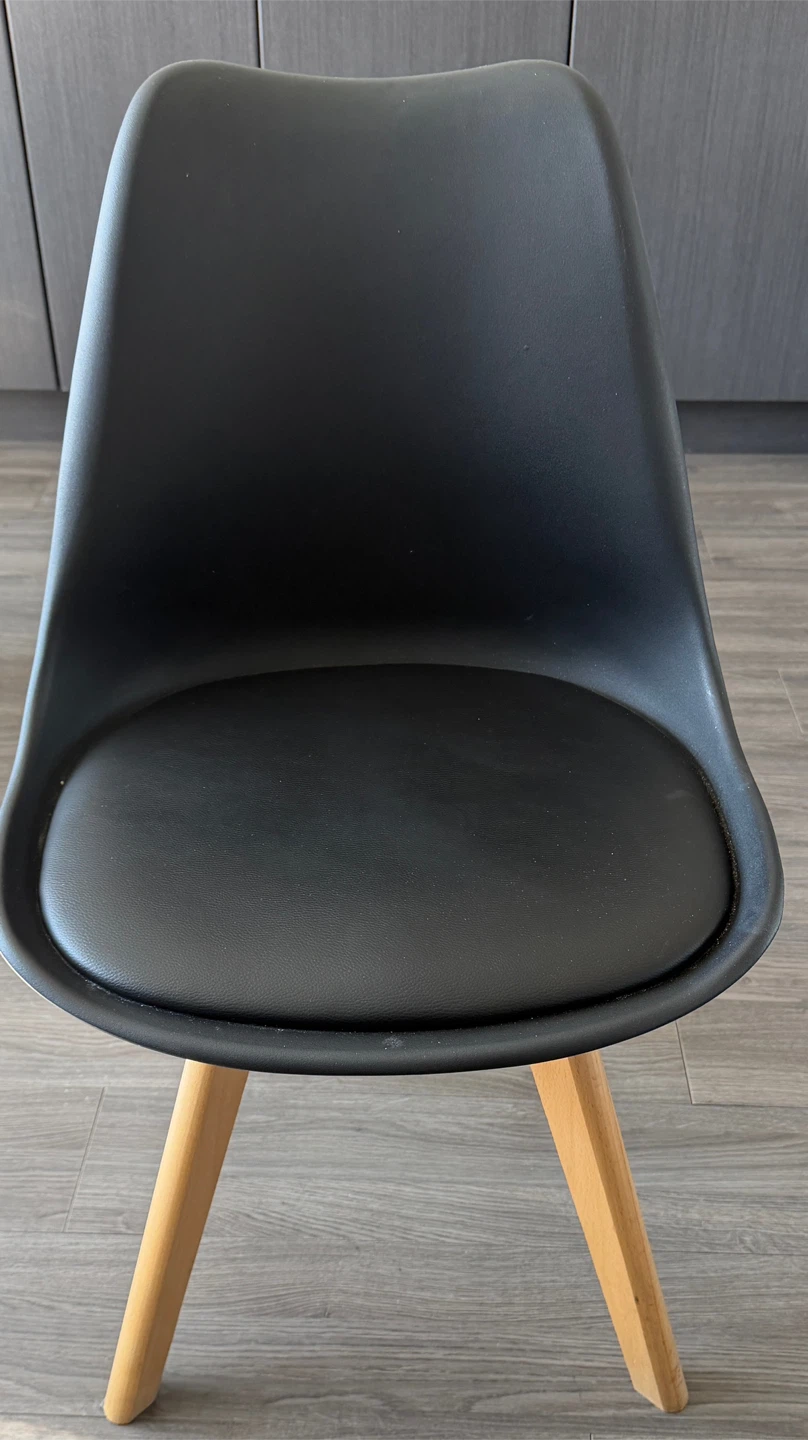 Black Dining Chair with Wood Legs - photo 2