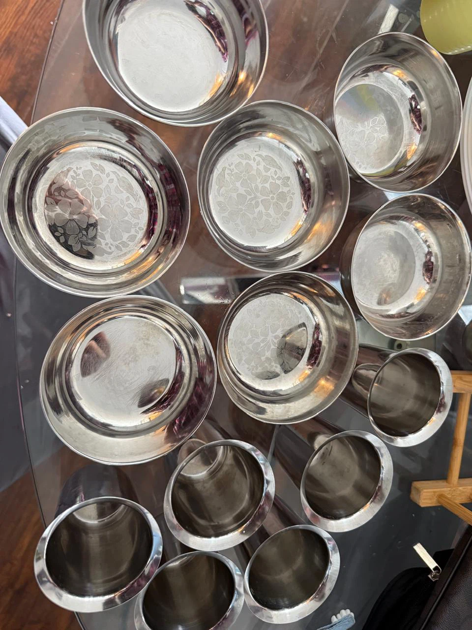Stainless 7 Steel Bowls and 6 Cups Set