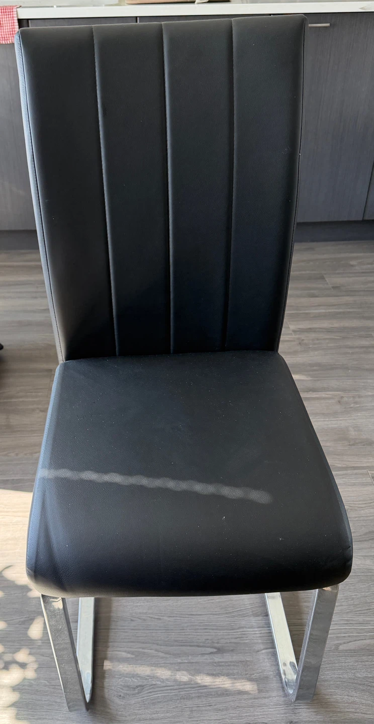 Black Faux Leather Dining Chair with Chrome Base - photo 2