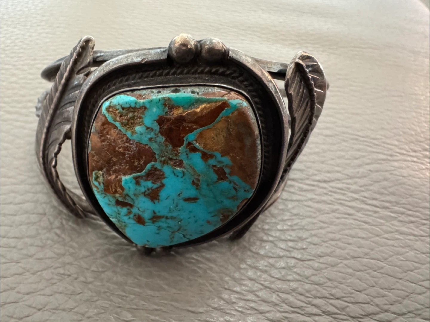 Vintage Navajo Silver Turquoise Cuff Bracelet (Marked T) 51g