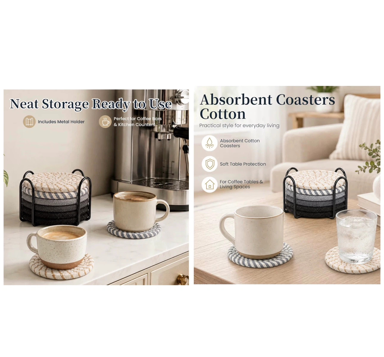 Brand new Cotton Rope Coasters Set of 8 with Holder - photo 3