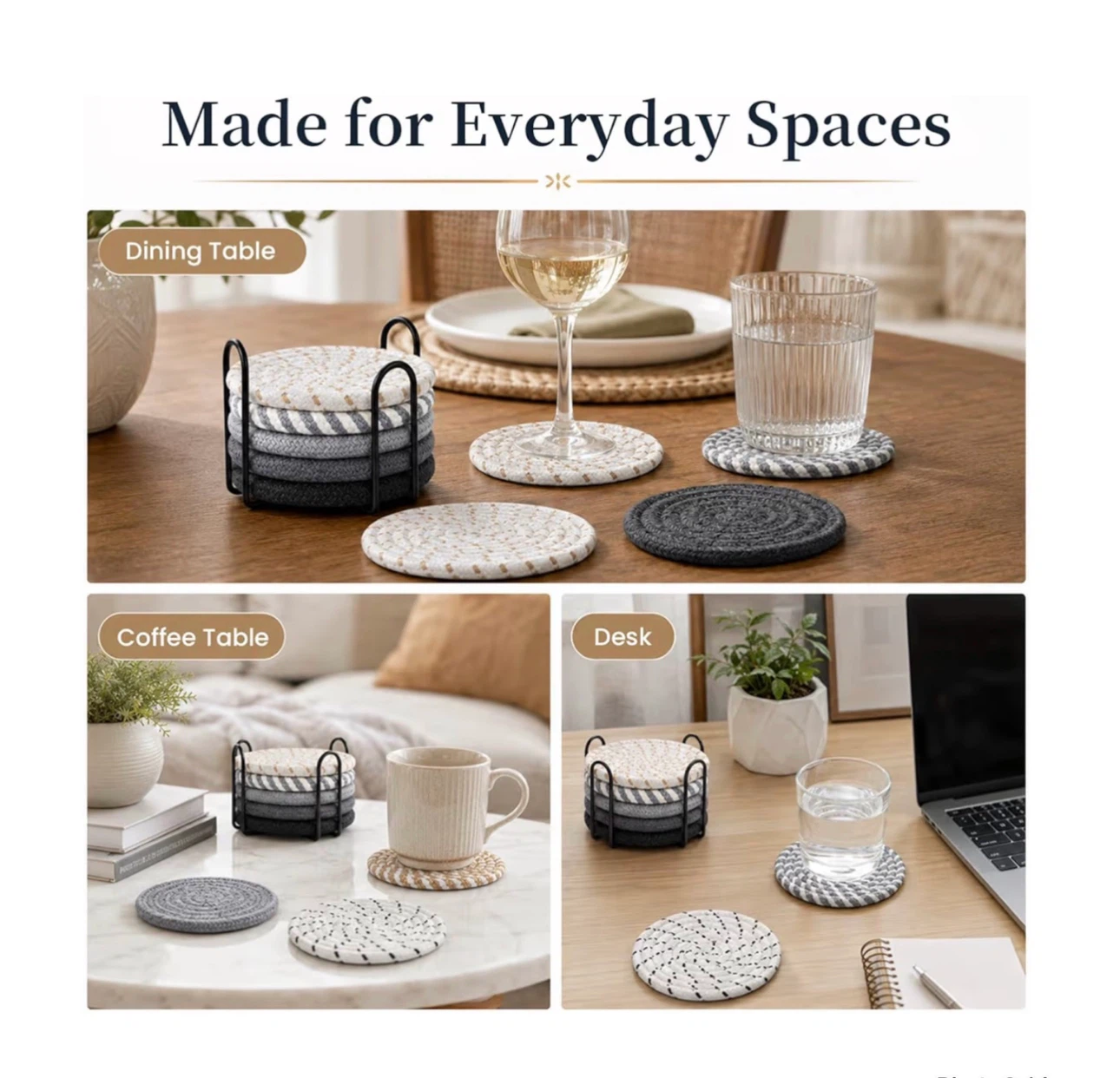 Brand new Cotton Rope Coasters Set of 8 with Holder - photo 4