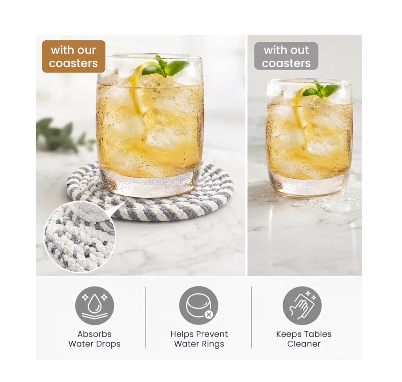 Brand new Cotton Rope Coasters Set of 8 with Holder - photo 5