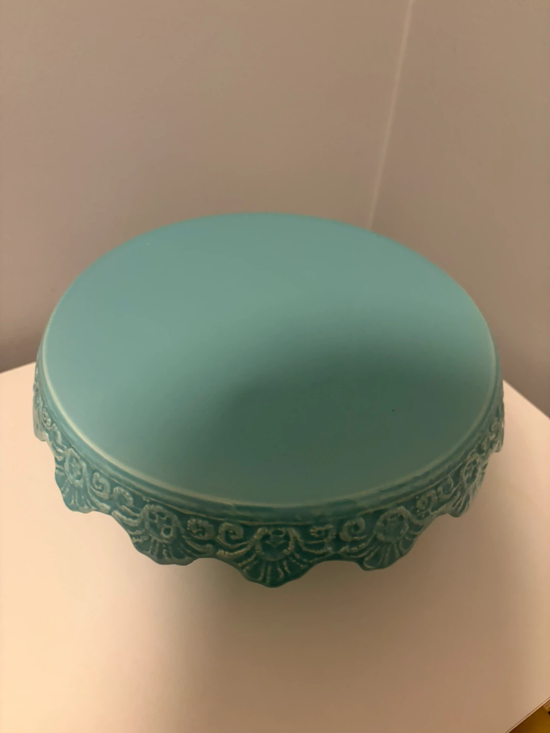 Ceramic Teal Cake Stand with Lace Detail - photo 2