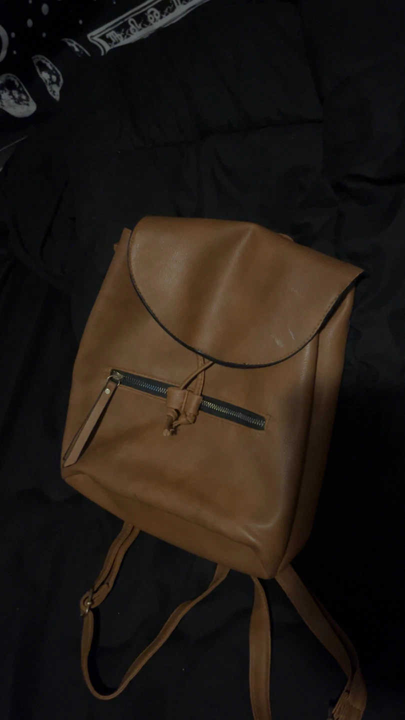 Brown Faux Leather Backpack