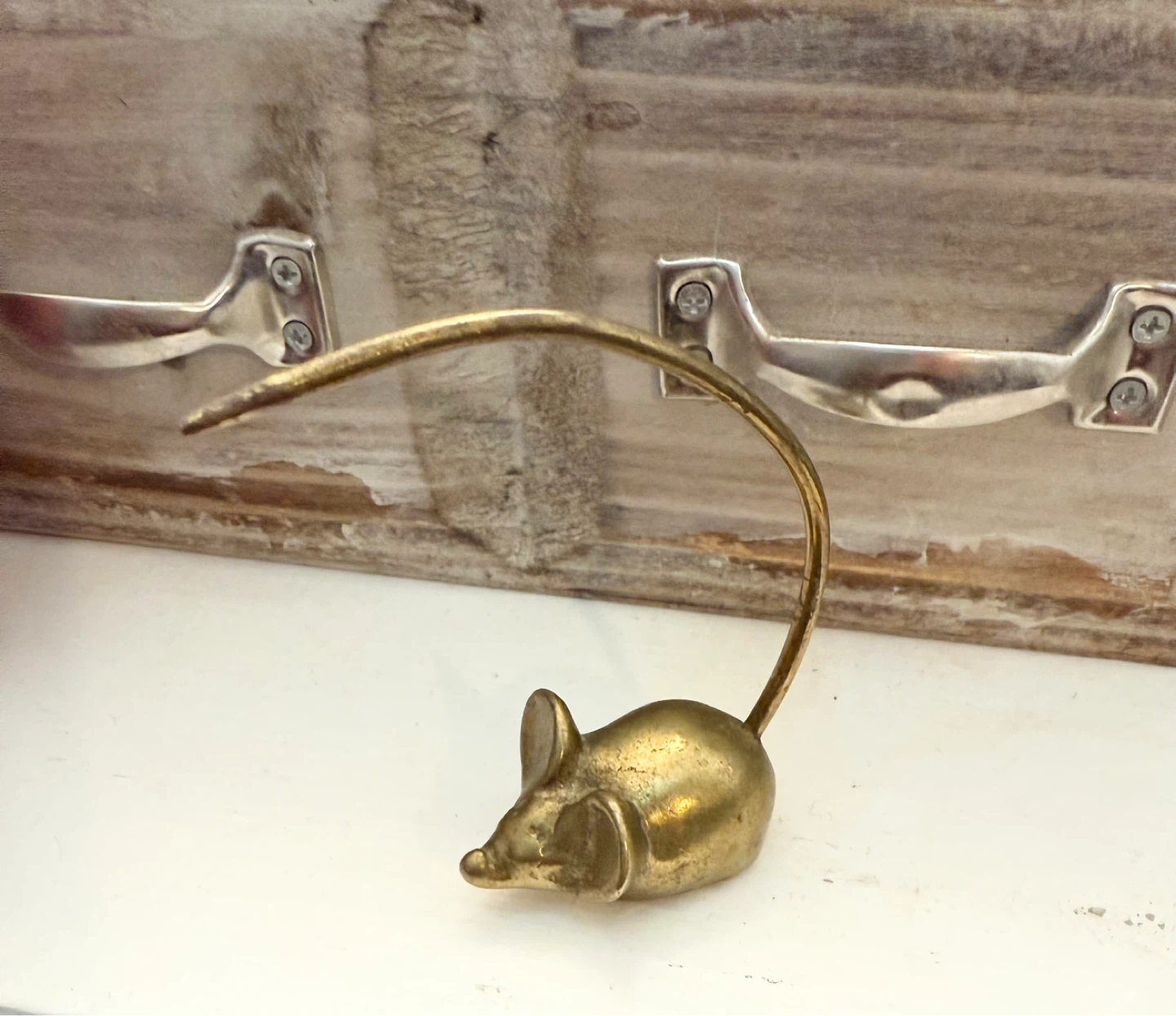 Vintage Brass multifunctional Mouse ring holder /receipt holder - photo 4