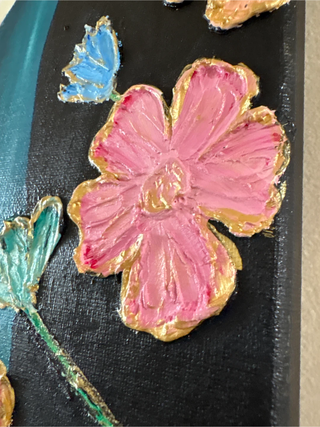 Textured Mixed Media Art Canvas - Woman with Flowers - photo 3