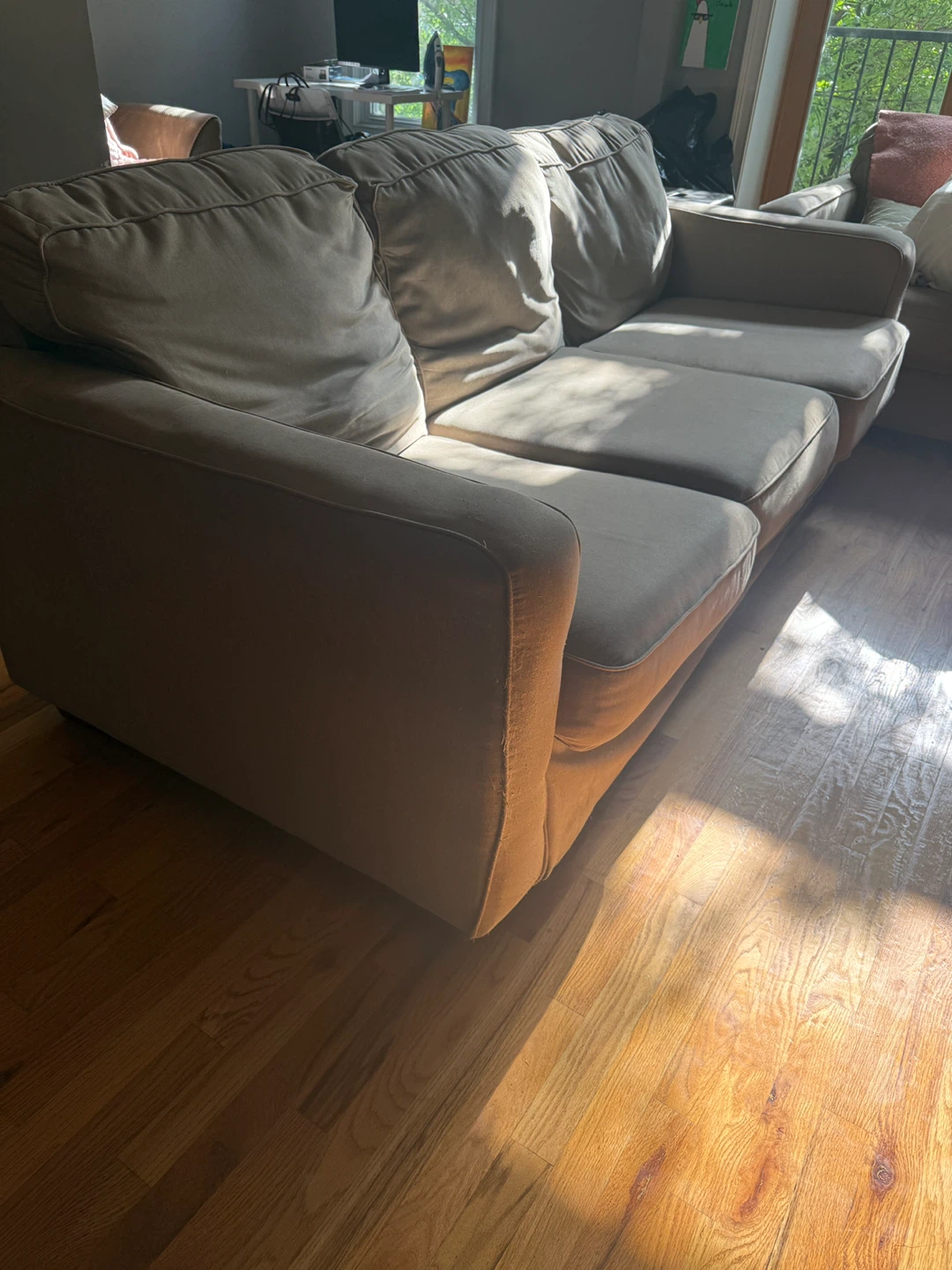 Light Gray Three-Seater Sofa - photo 3