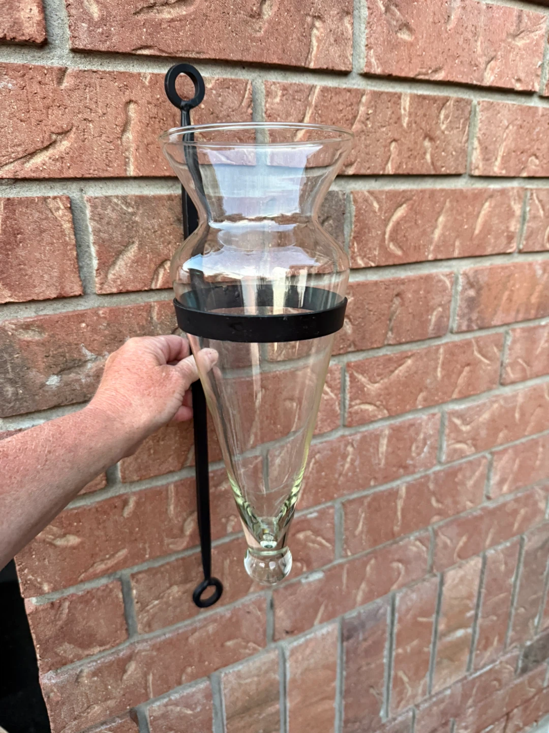 Glass Hurricane Vase with Metal Wall Mount