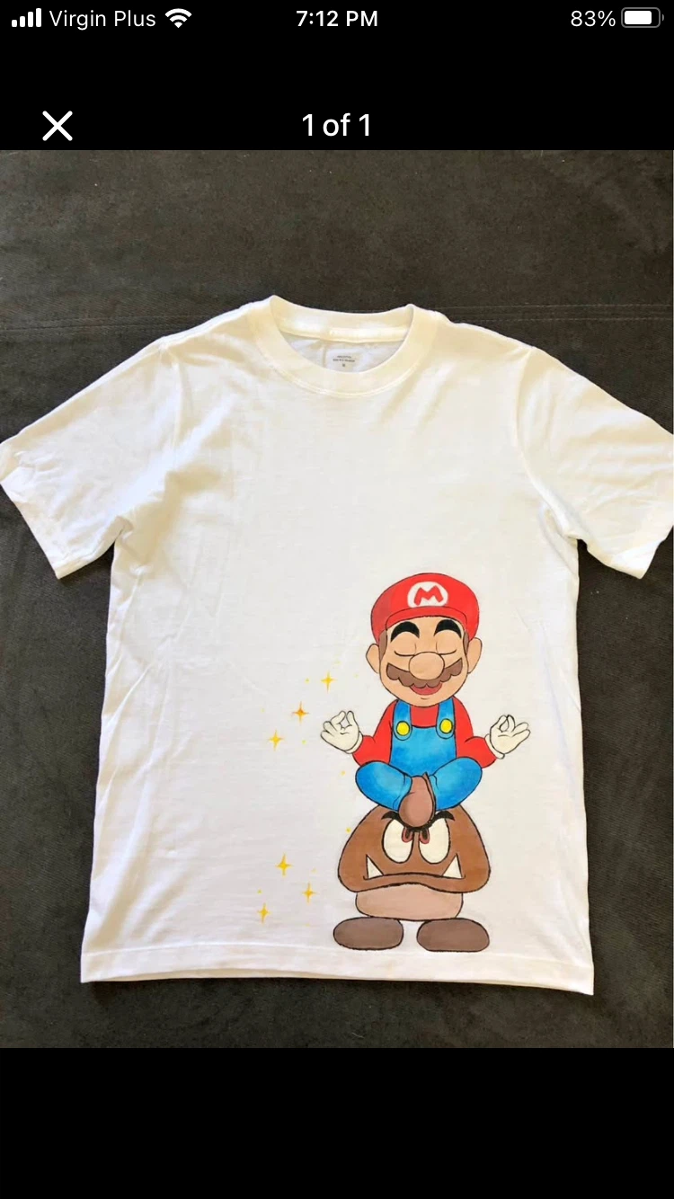 Mario and Goomba hand painted T-shirts