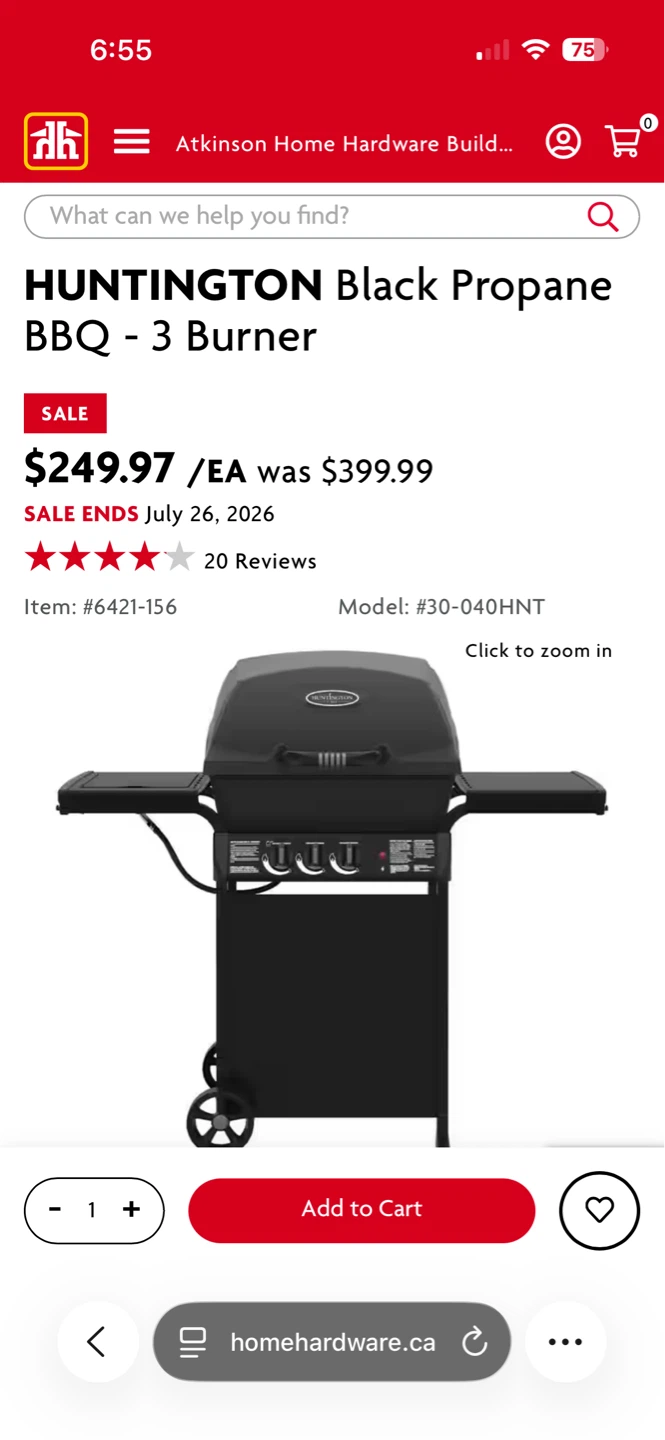 HUNTINGTON Black Propane BBQ - 3 Burner - photo 2