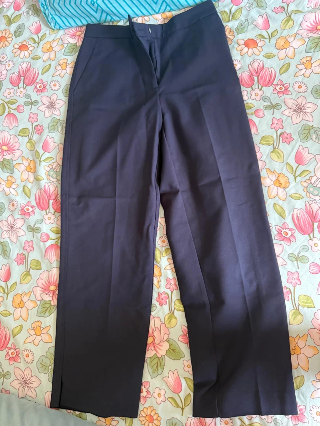 Zara Navy Wide-Leg Pants