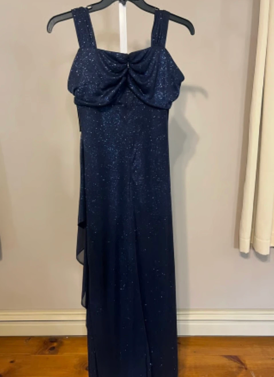 Navy Sparkle Embellished Cold Shoulder Gown - photo 4