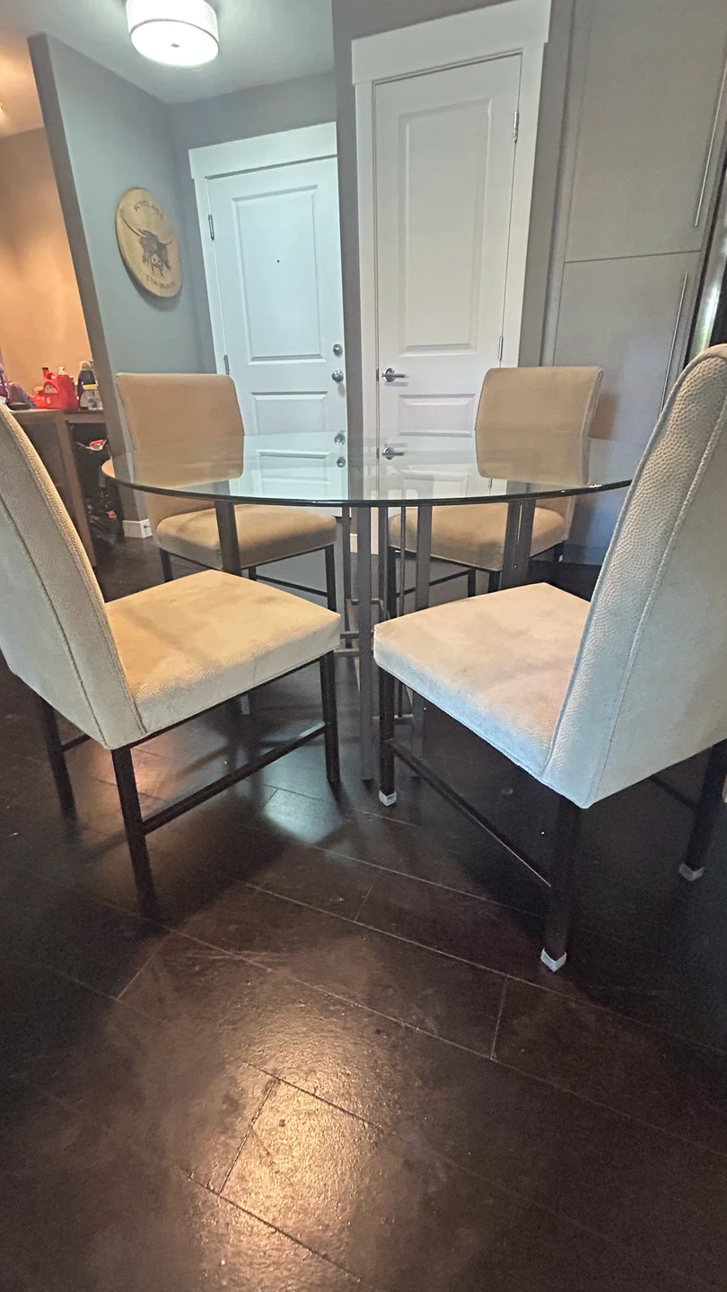 Glass Dining Table with 4 Chairs