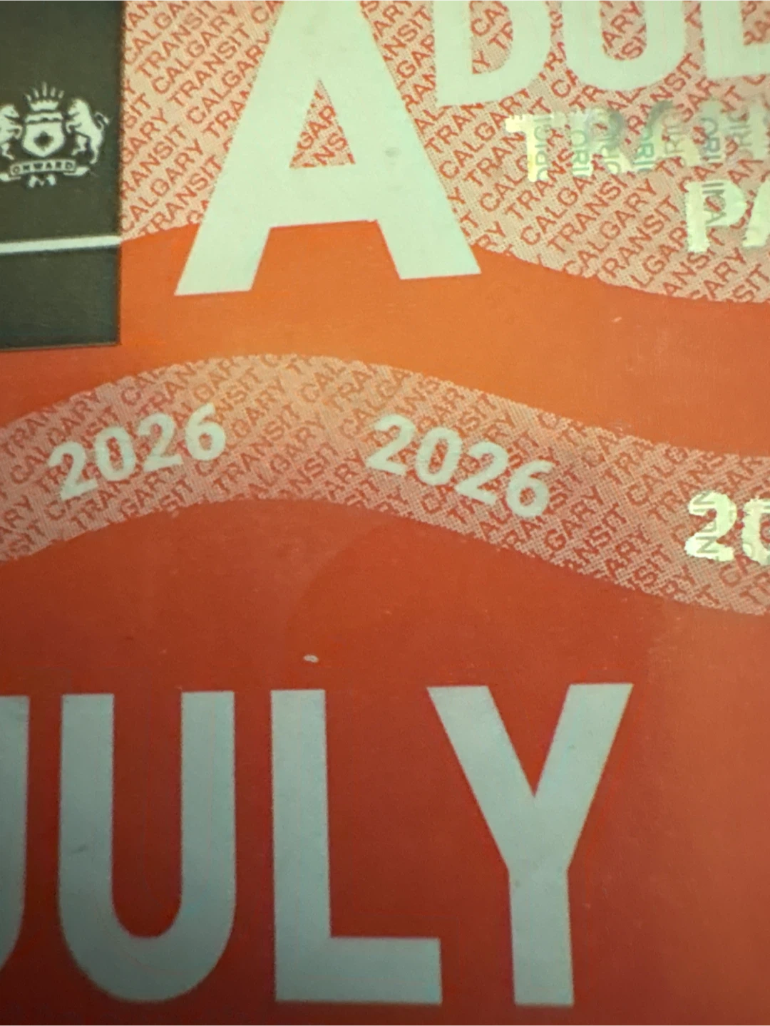 Calgary Transit Adult Pass - July 2026
