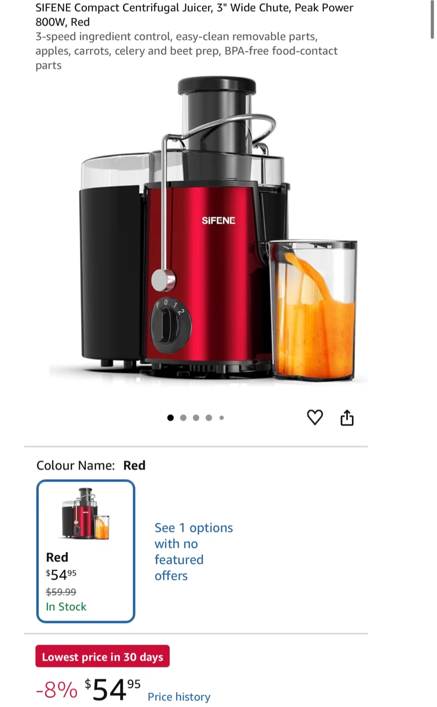 SIFENE Red Compact Centrifugal Juicer - photo 3