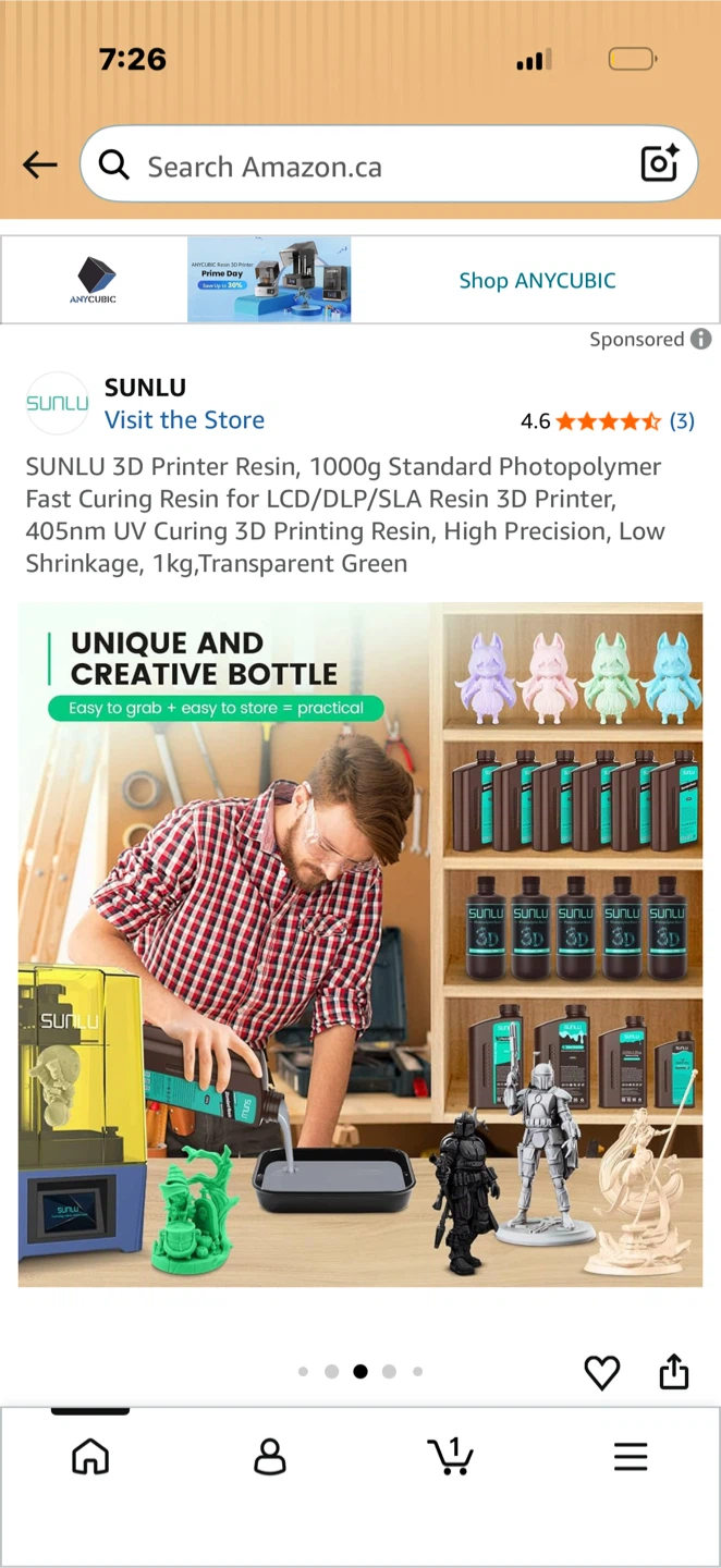 SUNLU 3D Printer Resin, Solid Grey, 1000g - photo 3