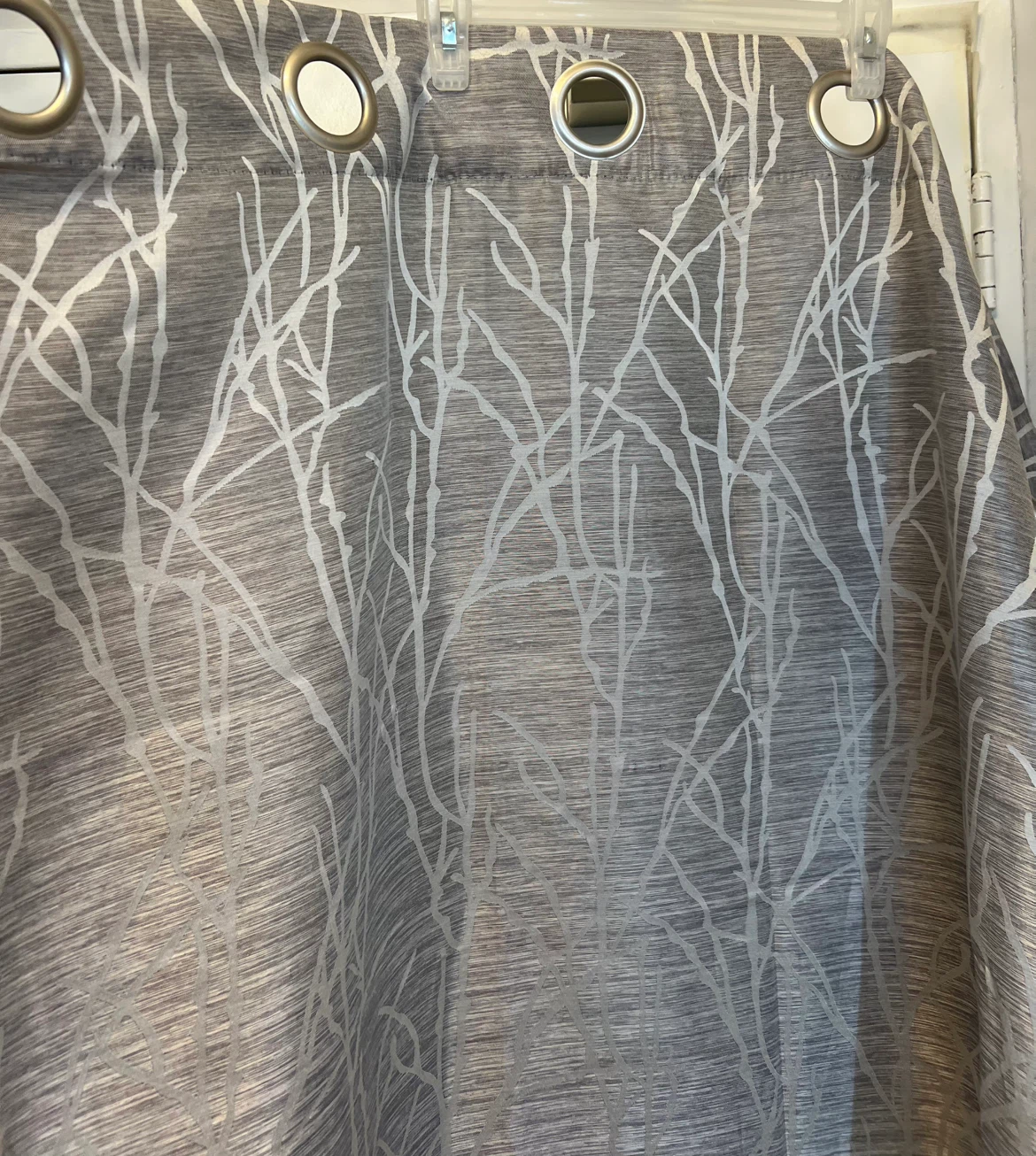 Grey Curtains with Tree Branch Pattern