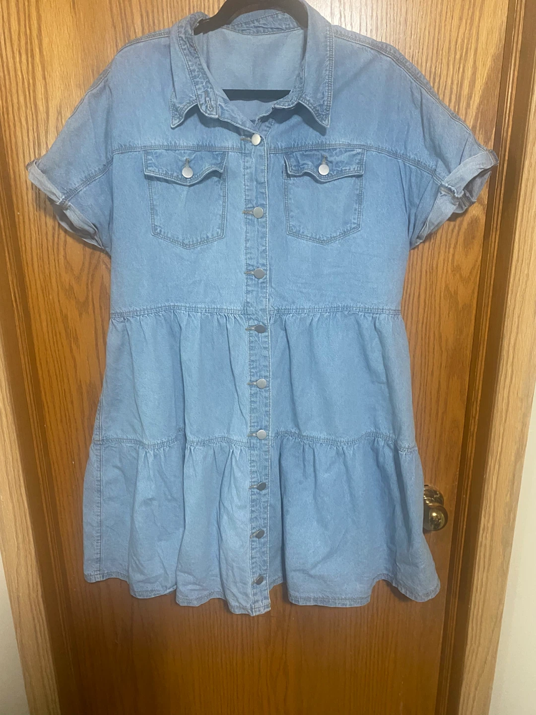 Women’s Light Blue Denim tiered Shirt Dress - photo 2