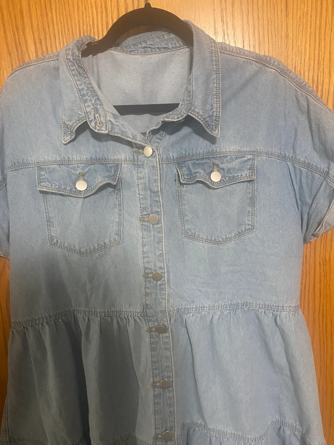 Women’s Light Blue Denim tiered Shirt Dress - photo 3