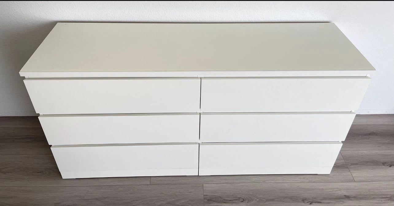 IKEA MALM white dresser 6 drawers