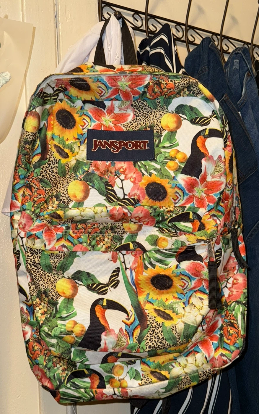 Jansport Backpack - Tropical Toucan & Floral Print