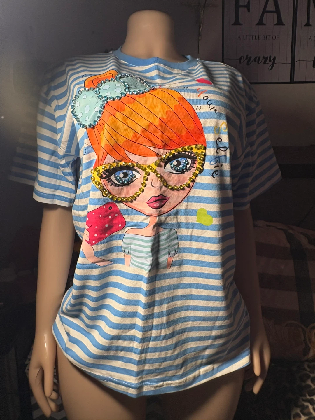 Girls Striped Graphic T-Shirt