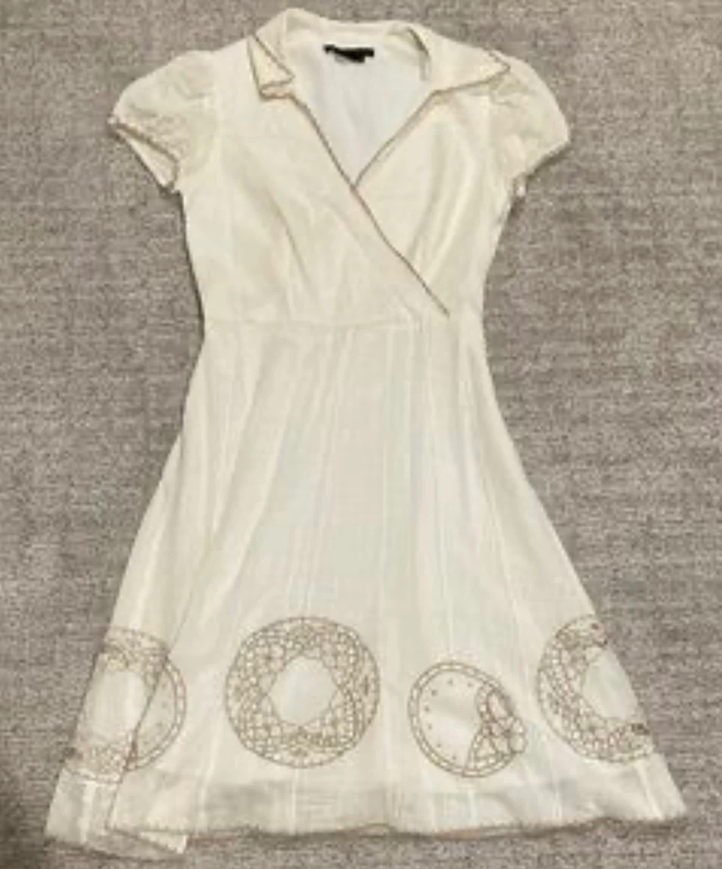 White Wrap Dress with Embroidered Details