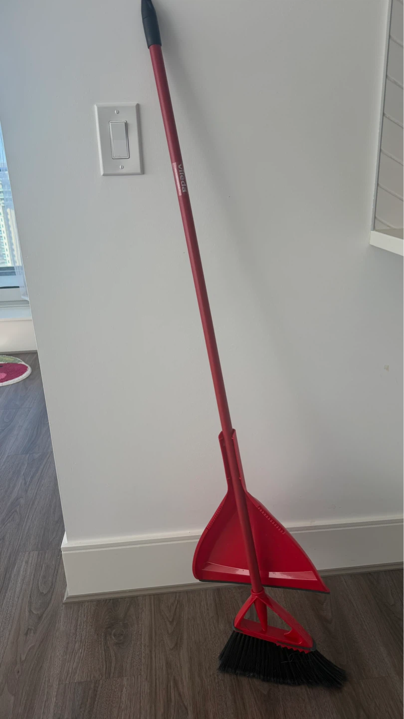 Vileda Red Broom and Dustpan Set