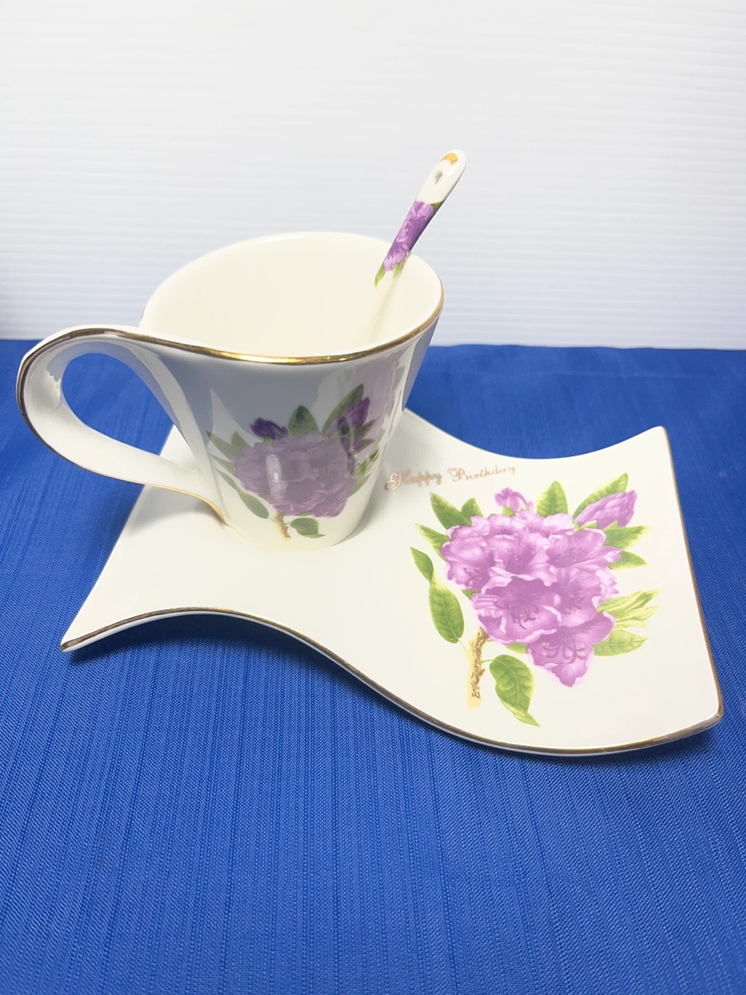Coordinated Purple Floral Tea Set & Cottagecore Decor Bundle - photo 3