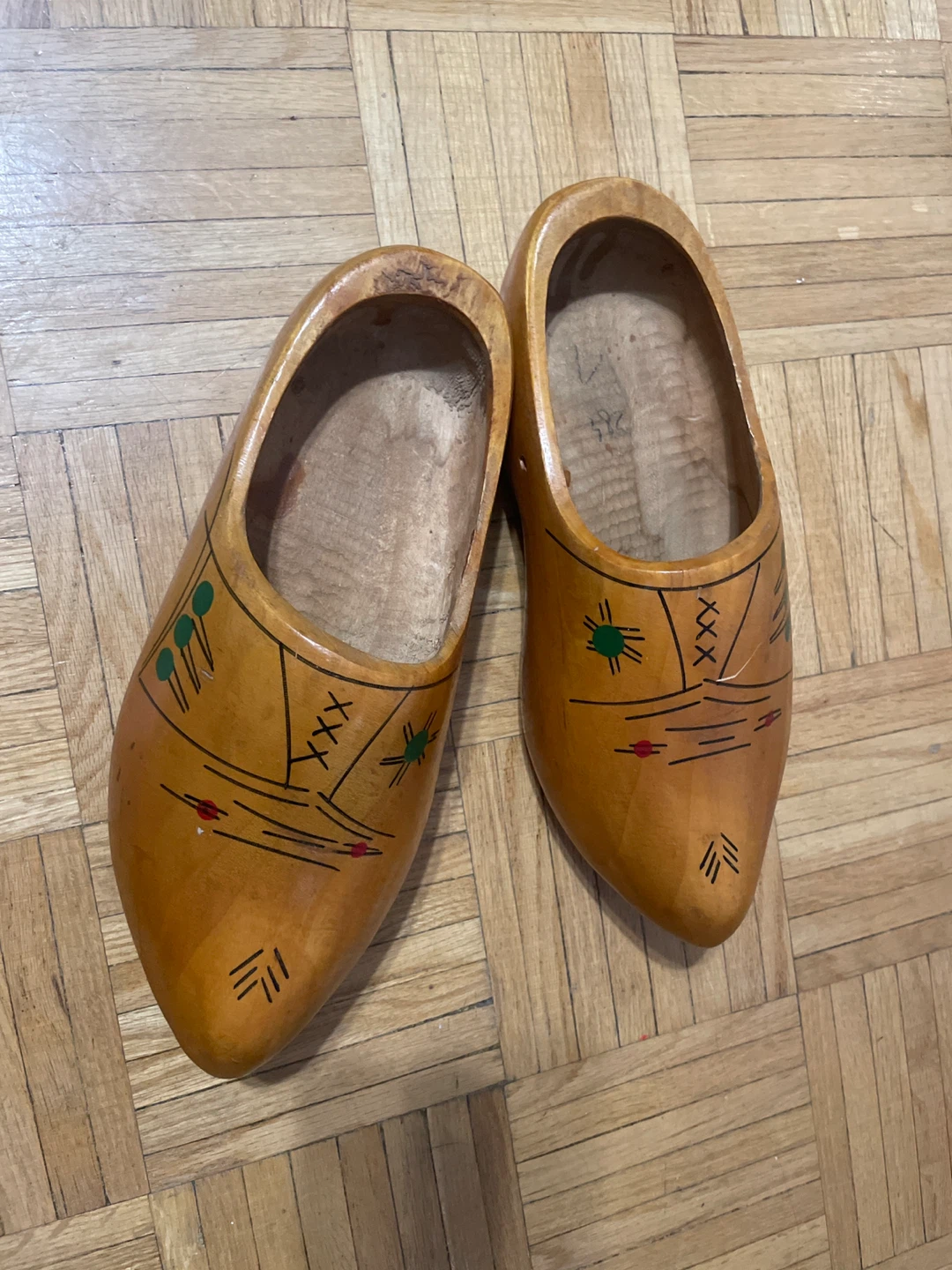Wooden Clogs with Painted Design