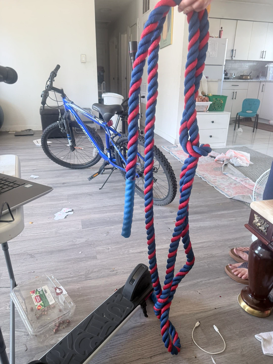 Red and Blue Climbing Rope