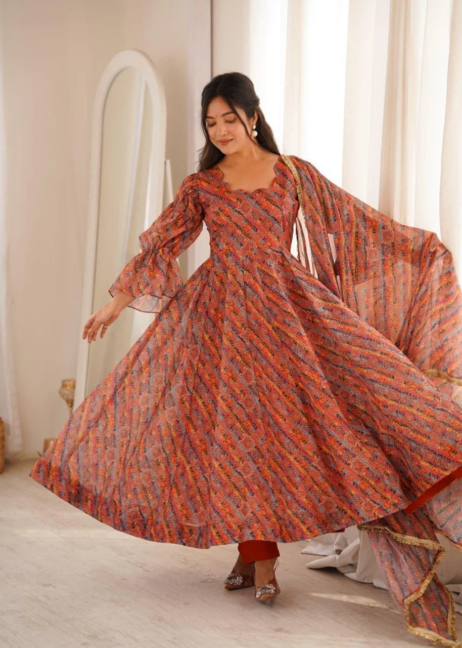 Women's Printed Anarkali Suit Set with Dupatta - photo 2