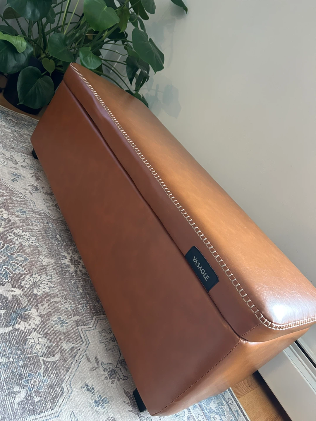 Vasagle Brown Faux Leather Storage Bench