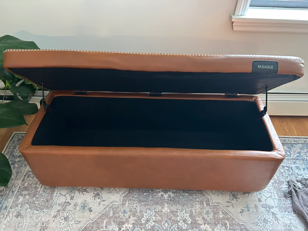 Vasagle Brown Faux Leather Storage Bench - photo 2