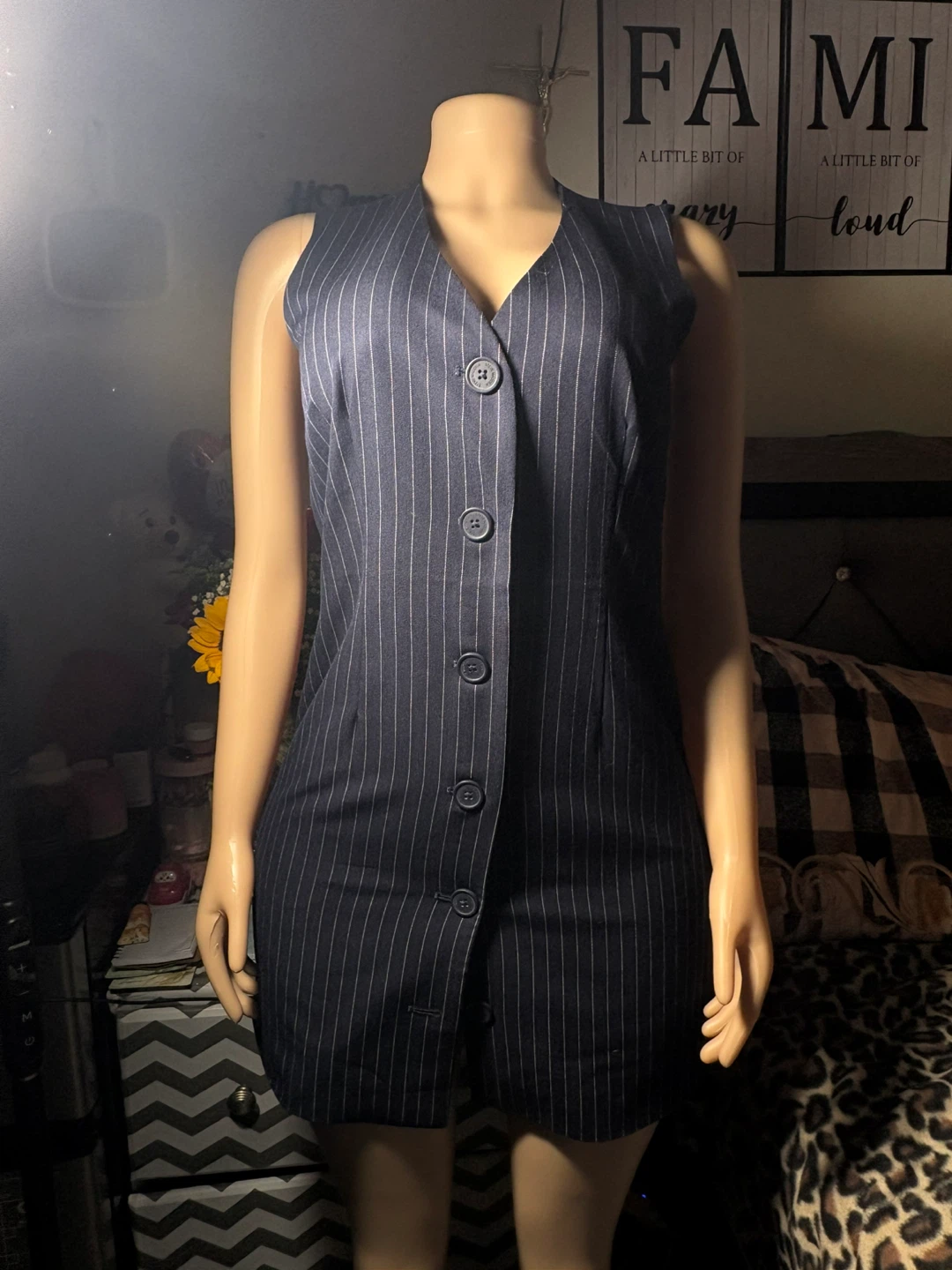 Women's Pinstripe Vest Dress